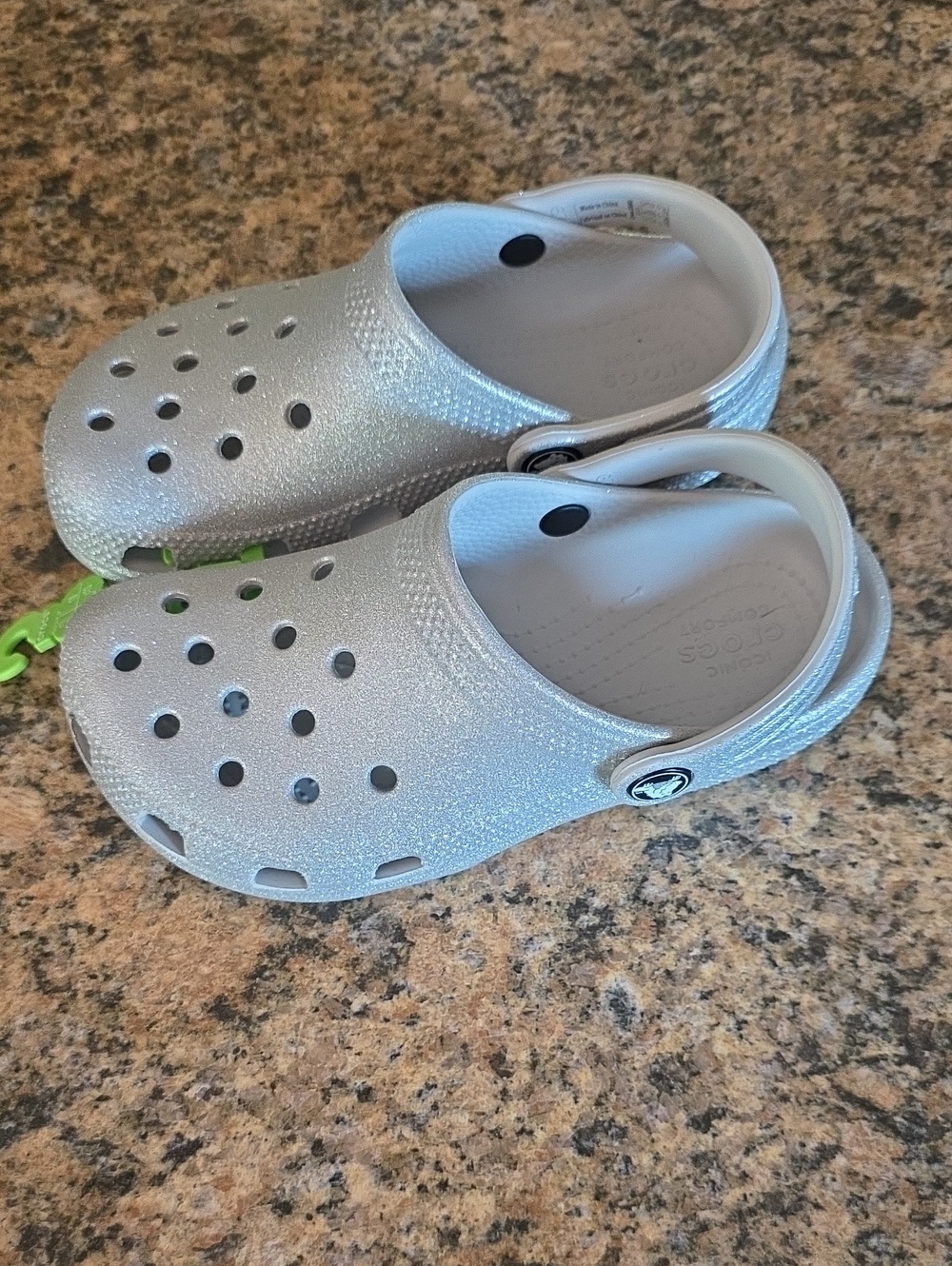 NWT Size 13 CROCS Kids' Glitter Clog in Silver